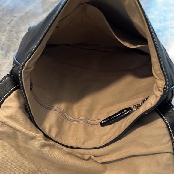 Larger Fossil Mail Carrier Crossbody with webbing thick strap flap 12 x 12 - Picture 4 of 5